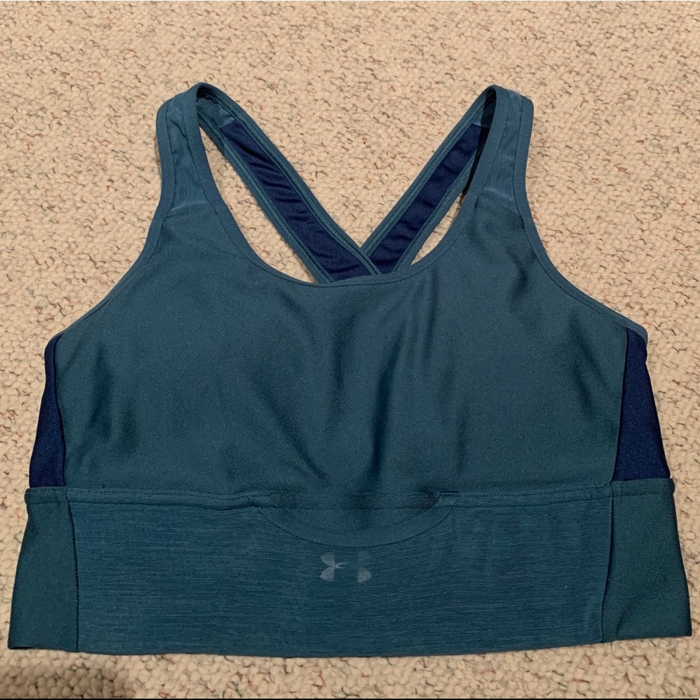 Under armour sports bra blue and green size small